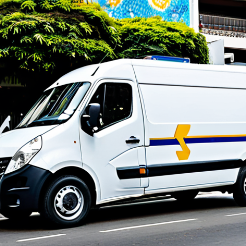 Renault Master Furgão (Van)**

"A Renault Master Furgão, fully loaded with cardboard boxes strapped securely inside, parked on a bustling city street in São Paulo, Brazil. The van is silver, clean, and looks ready for deliveries. Background includes vibrant street art and pedestrians. Fully clothed delivery driver standing next to the open back doors, checking his clipboard. Safe for work, appropriate content, fully clothed, professional, family-friendly, perfect anatomy, correct proportions, natural pose, well-formed hands, proper finger count, natural body proportions."

**