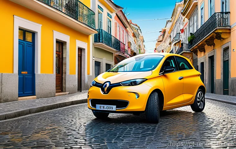 르노 조에와 테슬라 모델 3 비교 - Image Prompt 1: Urban Agility with Renault Zoe in Lisbon**